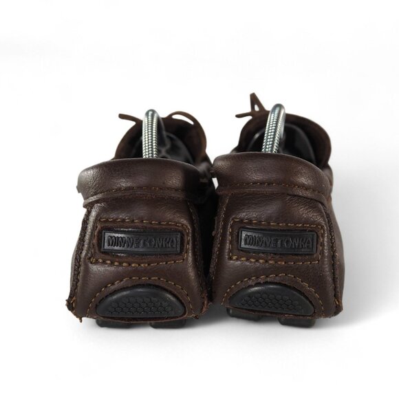 Minnetonka Moosehide Leather Driver Moc Loafers Men's 8 Chocolate Brown 952 - Picture 5 of 12